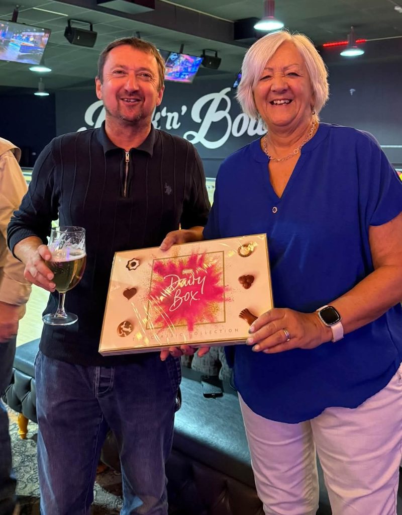 Lion Colin from Scarborough Lions wins the ten pin bowling competition.